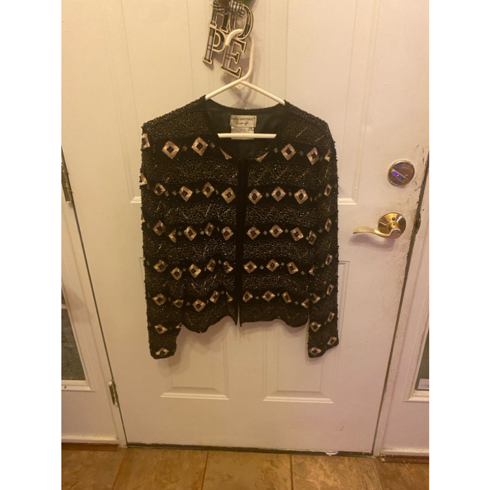 Adrianna Papell heavily beaded evening jacket size 14